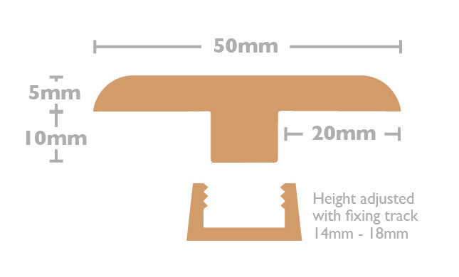 Solid Oak Door Threshold - T Bar Profile 900mm & 2400mm image 1