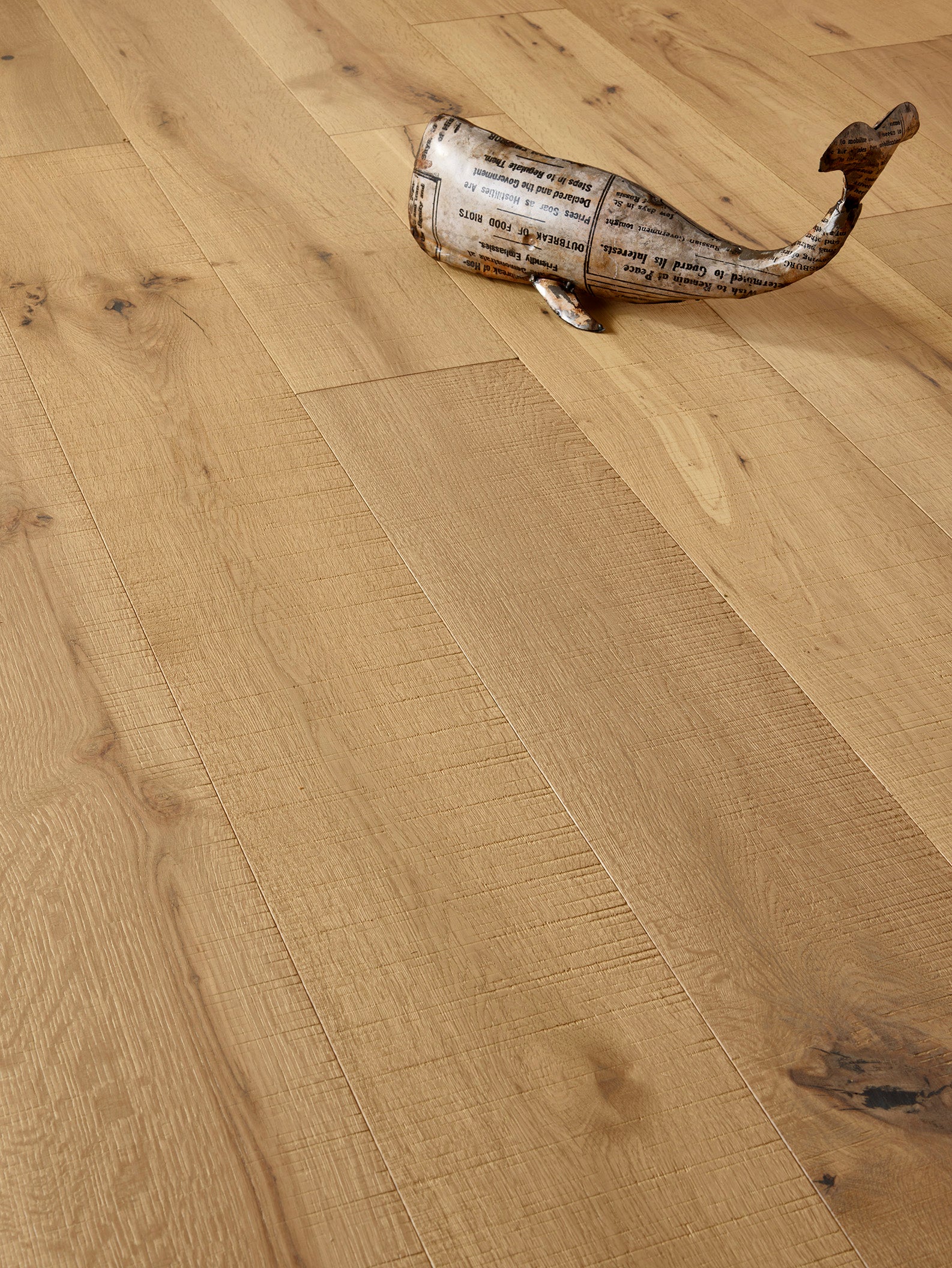 14(3)x190 Band Sawn Raw Matt Lacquered Oak Flooring BS1002 - Free Sample image 0