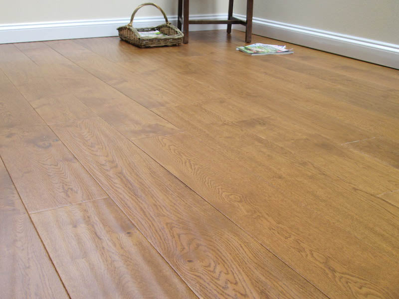 14(3)x190 Hand Scraped Golden Lacquered Oak Flooring image 0