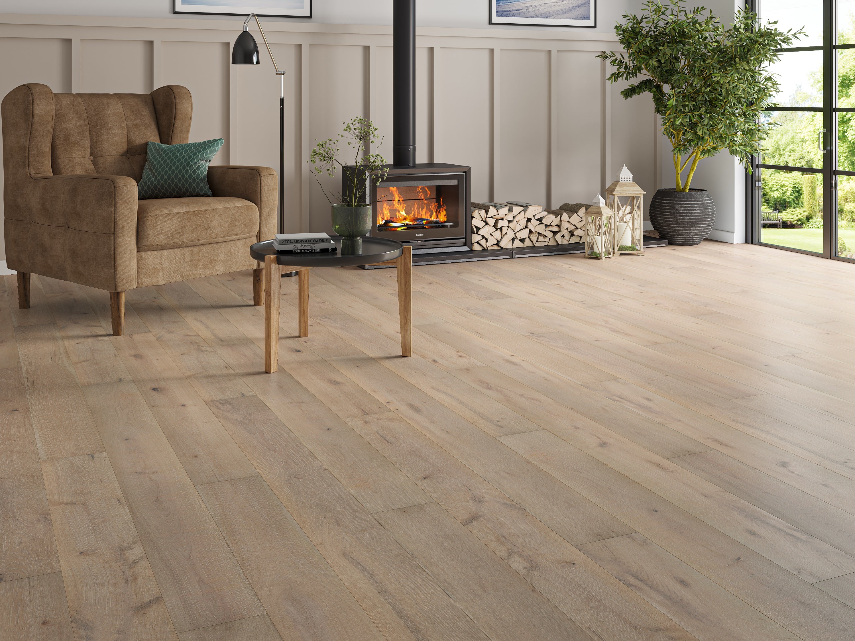 14(3)x190x1900 Brushed Grey Lacquered Engineered Oak Flooring