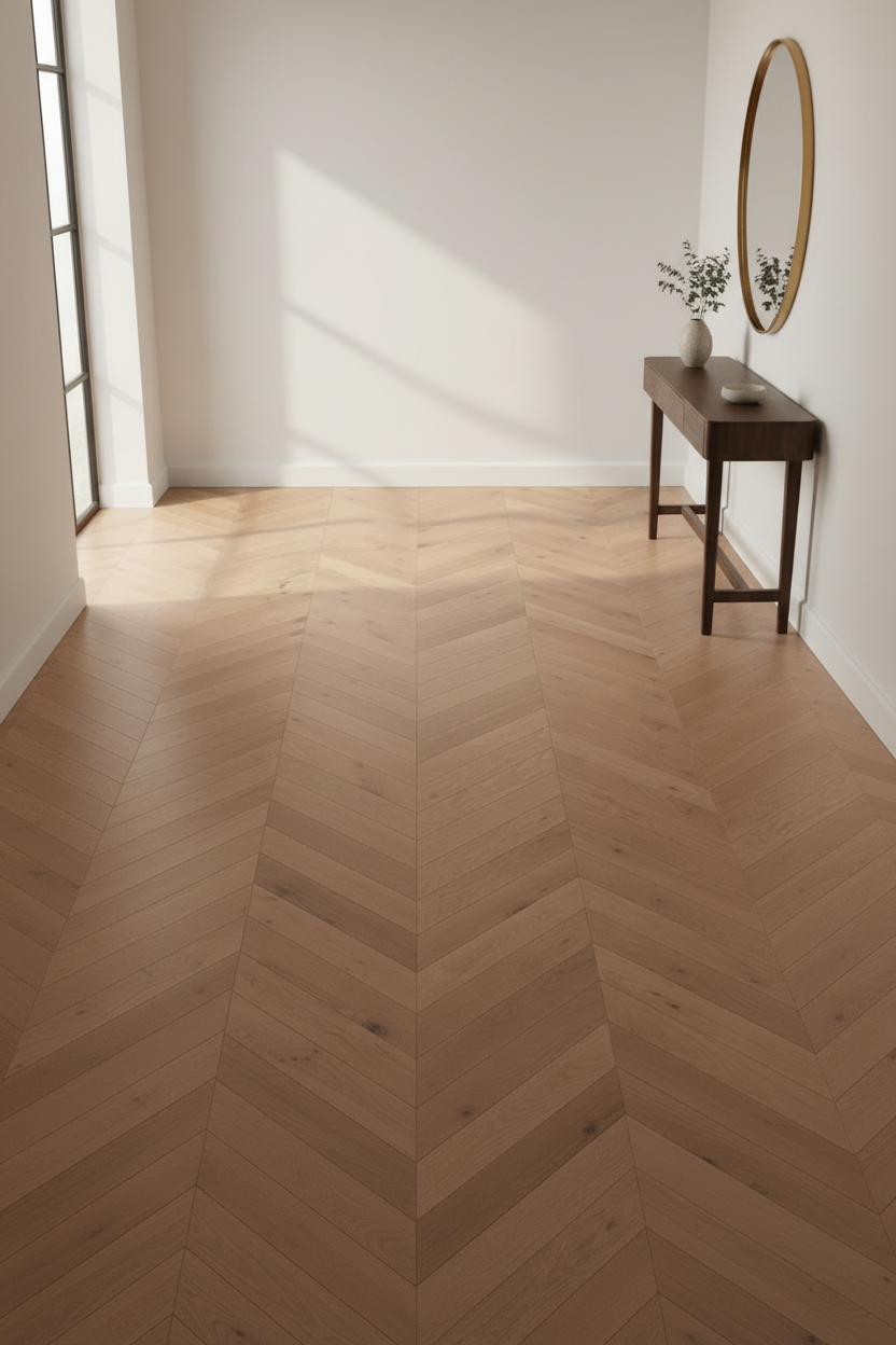 Chevron Flooring in Hallway Setting