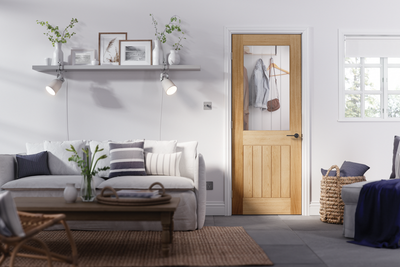 LPD Oak Belize Glazed 1L Unfinished Oak Internal Door - OBELG image 1