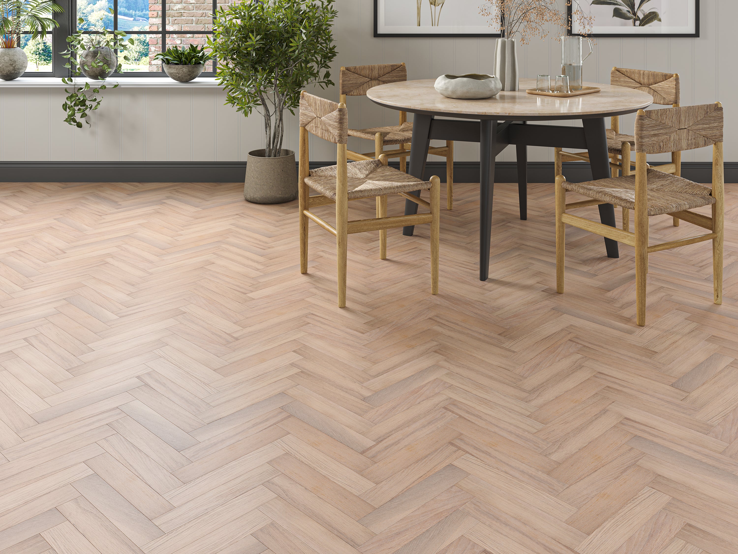 20(5)x70x350 Brushed White Smoked Oiled Herringbone Engineered Oak Flooring