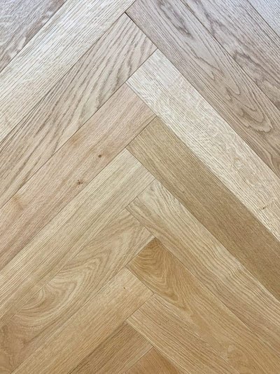 14(3)x125x600 Brushed Natural Oiled Herringbone Engineered Oak Flooring