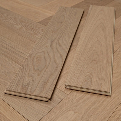 14(3)x125x600 Invisible Lacquered Herringbone Engineered Oak Flooring - Box Coverage 1.2m2