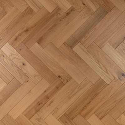 14(3)x90x450 Brushed Natural Oiled Engineered Oak Herringbone - Box Coverage 1.944m2