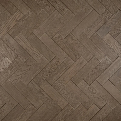 18(3)x80x300 Gunmetal Grey Brushed Lacquered Engineered Oak Herringbone - Box Coverage 1.440m2
