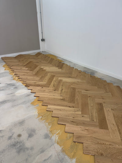 14(3)x125x600 Brushed Natural Oiled Herringbone Engineered Oak Flooring