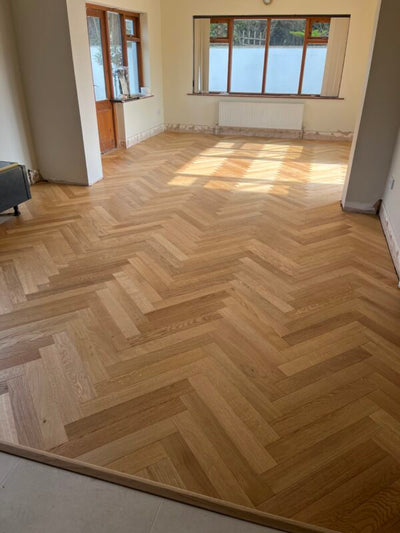 14(3)x125x600 Brushed Natural Oiled Herringbone Engineered Oak Flooring