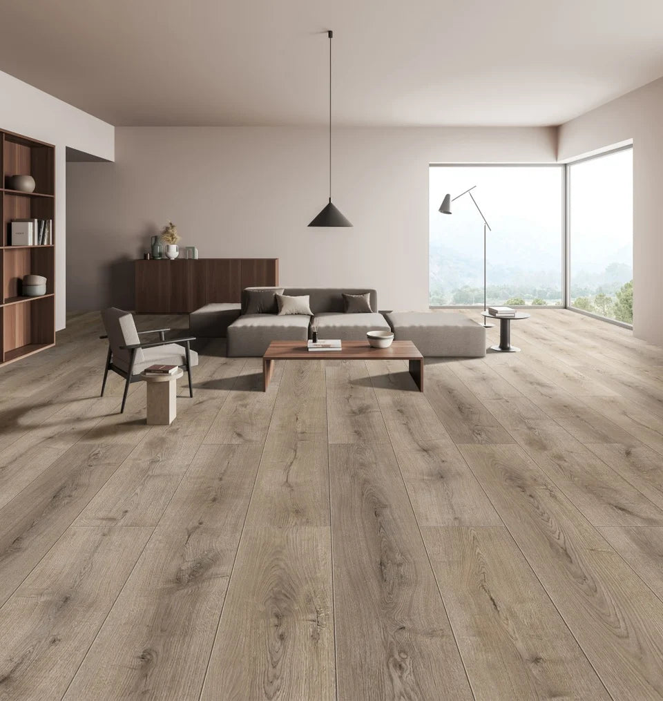 12mm x 198mm x 1218mm Pebble Grey Laminate Flooring - LAM333