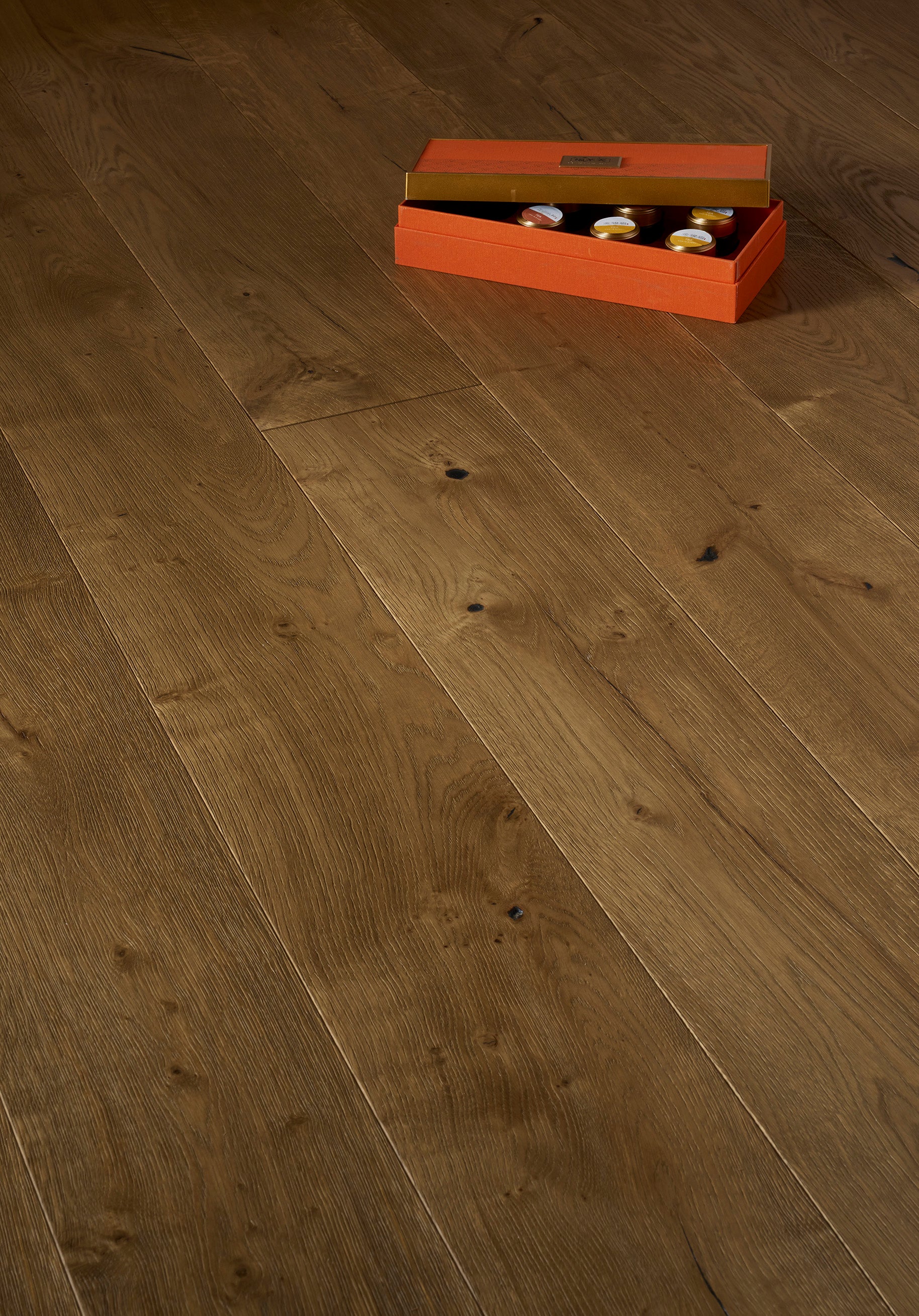 14(3)x220x2200 Brushed Smoked Reactive Stain Sunken Filler Engineered Oak Flooring MERAPI220 - Box Coverage 2.094m2