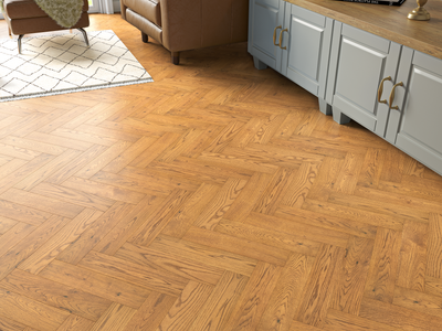 20(6)x80x350 Brushed Golden Oiled Herringbone Engineered Oak Flooring