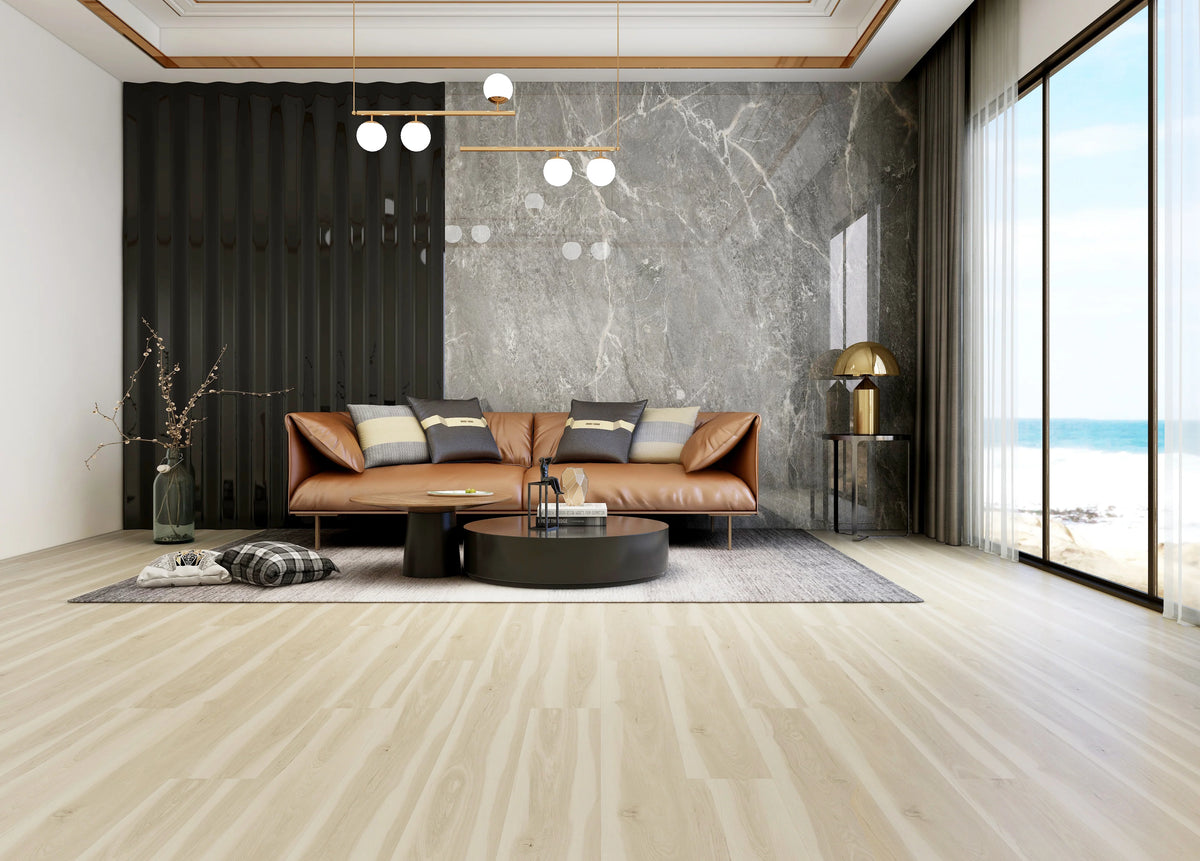 Light White Waterproof LVT (Built-in Underlay) - 6.5(0.5)x228x1220 - SPCWL49