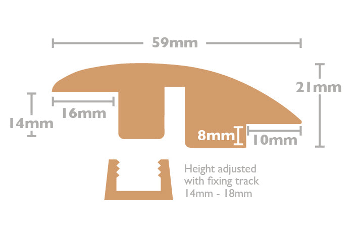 Solid Oak Door Threshold - Semi Ramp Bar Profile image 1