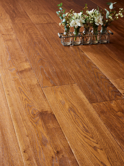 14(3)x190 Hand-Scraped Cognac Engineered Oak Flooring E2005A image 0