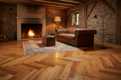 Herringbone Flooring - Finished Rustic Lounge